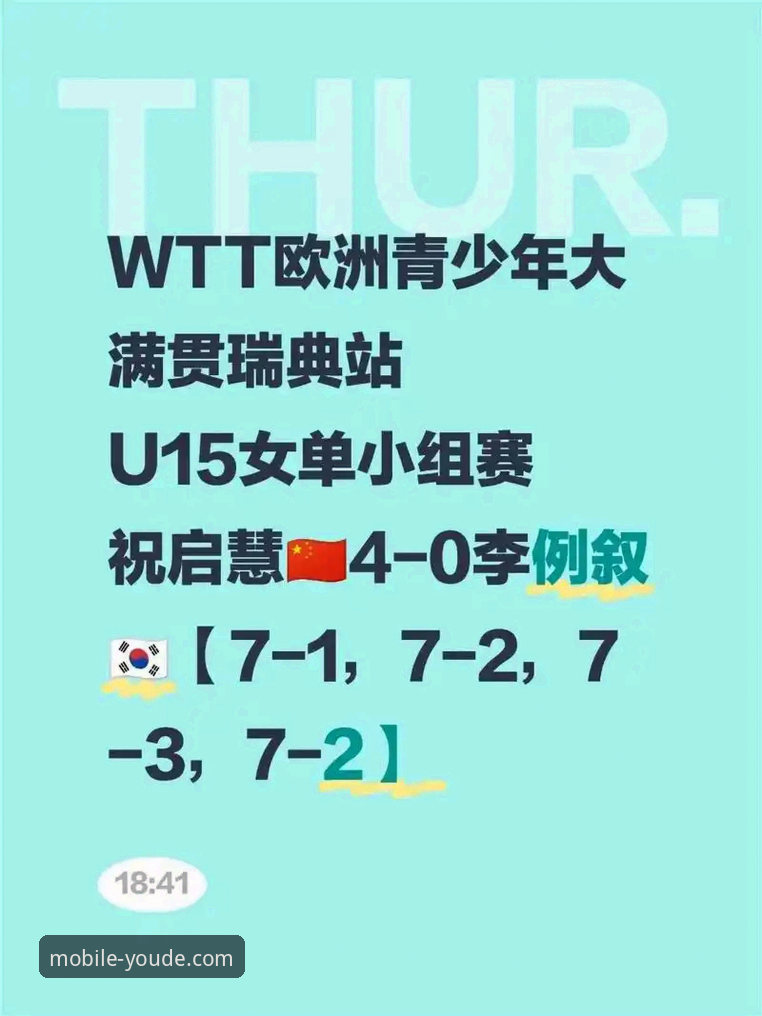 2026 WTT卢森堡站U15女单决赛深度评测：孙笑薇逆转夺冠，国乒新生代黑马全面爆发